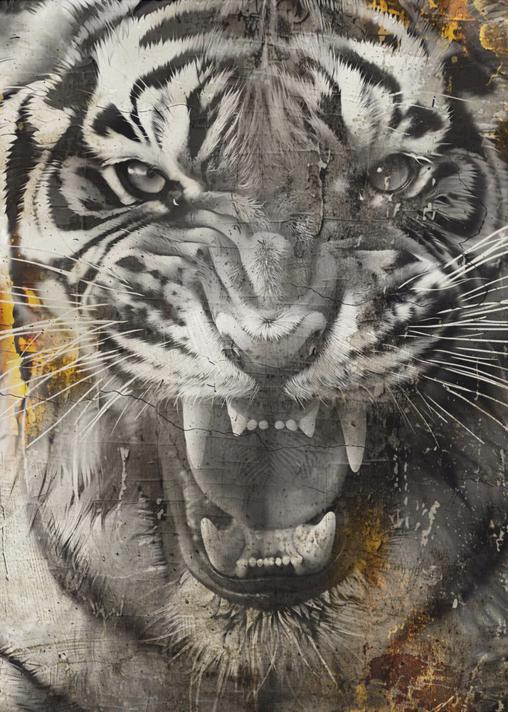 Poster - Tiger Animal Vintage Art Illustration Wallart 09