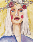 Plakat - Lady with flower wreath