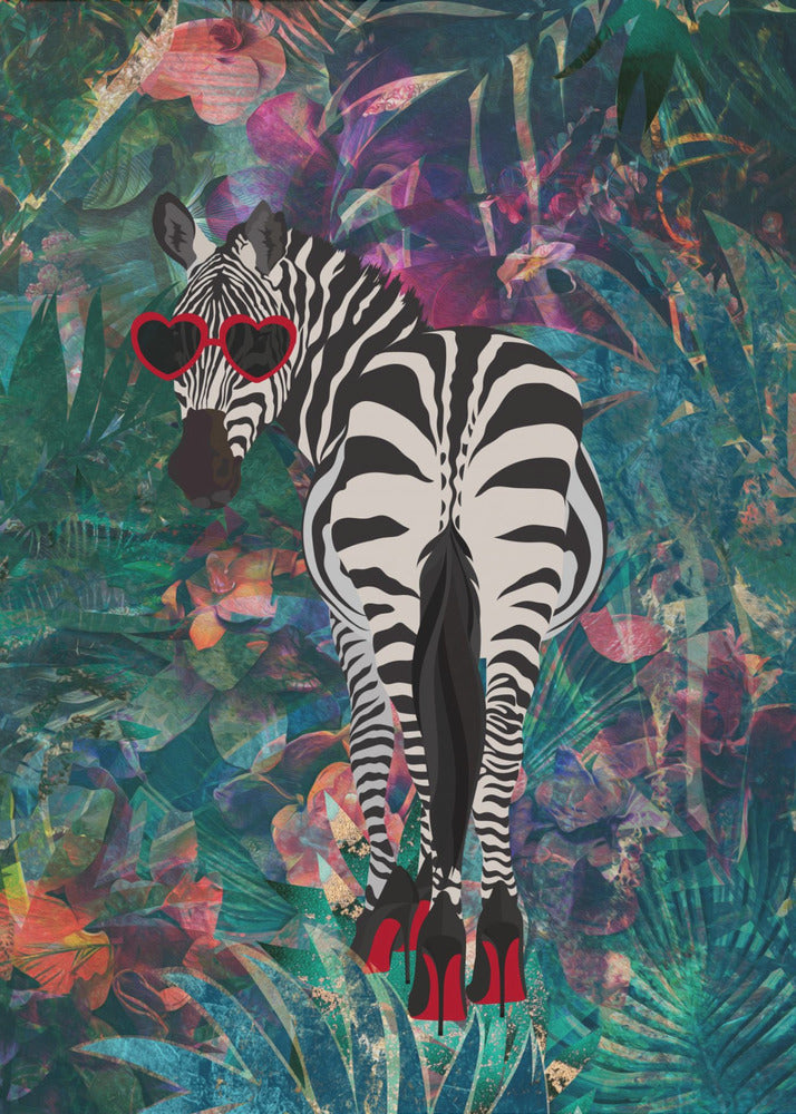 Poster - Tropical Floral Jungle - zebra in heels 2