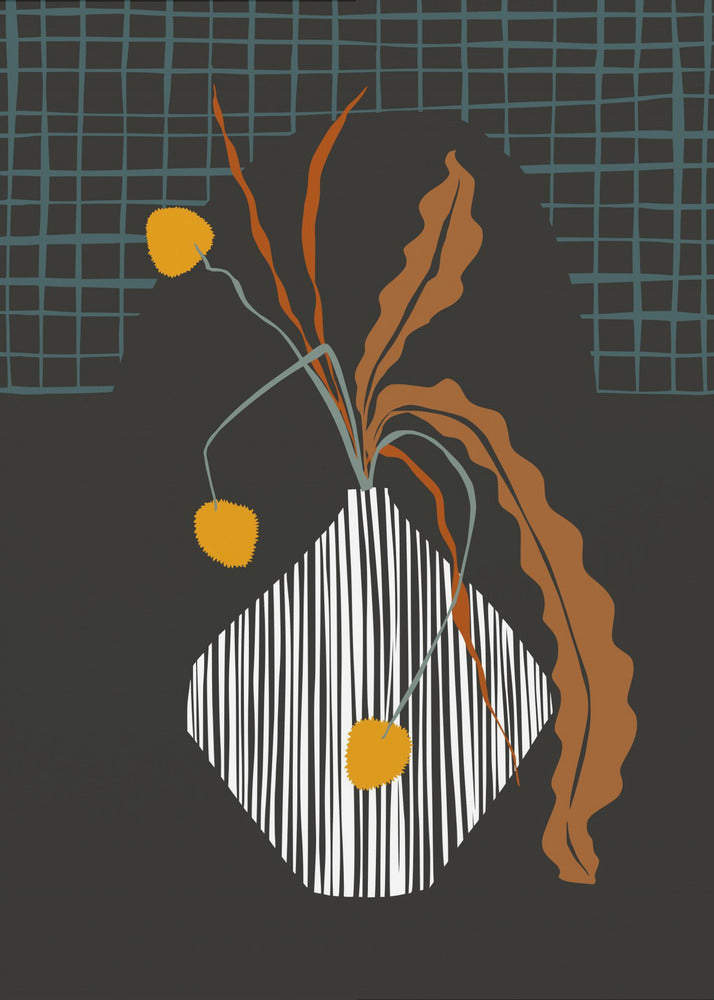 Plakat - Midcentury Ikebana Dark