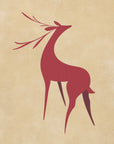 Plakat - Stylized retro deer red/tan