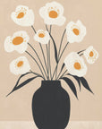 Plakat - White Flowers in Black Vase